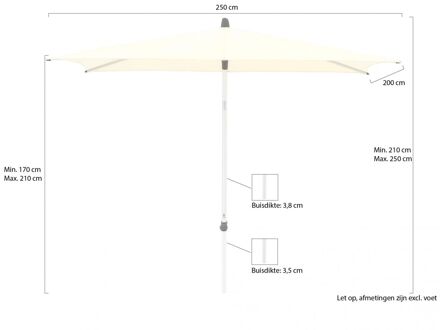 Alu-Smart parasol 250x200cm - Laagste prijsgarantie! Wit