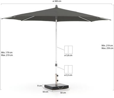 Alu-Smart parasol ø 300cm - Laagste prijsgarantie! Grijs