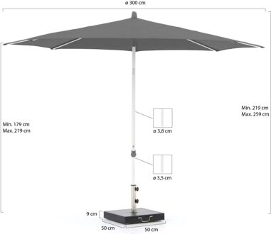Alu-Smart parasol ø 300cm - Laagste prijsgarantie! Grijs
