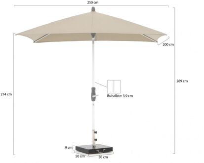 Alu-Twist parasol 250x200cm - Laagste prijsgarantie! Taupe