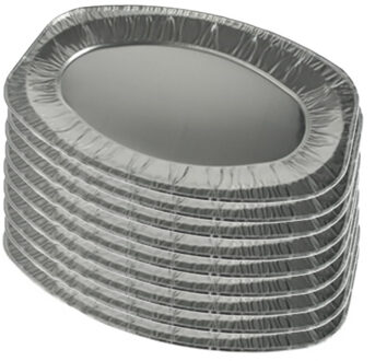 Aluminium BBQ/verjaardag/hapjes serveerschalen - zilver - 9x stuks - 43 x 28 cm - wegwerp