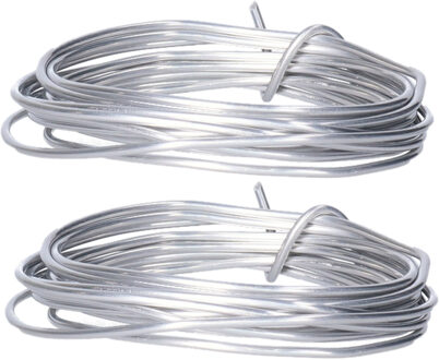 Aluminium draad - 2x - hobby en knutsel draad - 2 mm x 200 cm - Bloemendraad/binddraad - zilver