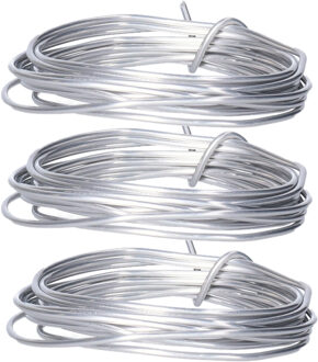 Aluminium draad - 3x rollen - hobby en knutsel draad - 2 mm x 200 cm - Bloemendraad/binddraad - zilv