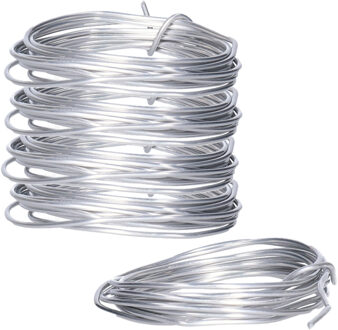 Aluminium draad - 5x - hobby en knutsel draad - 2 mm x 200 cm - Bloemendraad/binddraad - zilver