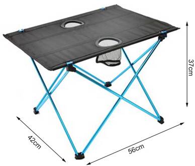 Aluminium Draagbare Tafel Tuinmeubilair Opvouwbare Tafel Met Bekerhouder Camping Wandelen Bureau Outdoor Bbq Picknick Tafel Blauw