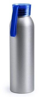 Aluminium drinkfles/waterfles met blauwe dop 650 ml - Drinkflessen