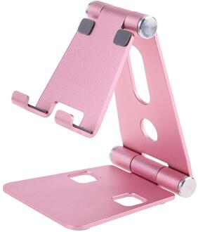 Aluminium Dual Opvouwbare Desktop Roterende Tablet Stand Mobiele Telefoon Houder Beugel voor iPhone voor iPad voor Samsung Xiao L roos goud