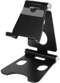 Aluminium Dual Opvouwbare Desktop Roterende Tablet Stand Mobiele Telefoon Houder Beugel voor iPhone voor iPad voor Samsung Xiao L zwart
