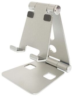 Aluminium Dual Opvouwbare Desktop Roterende Tablet Stand Mobiele Telefoon Houder Beugel voor iPhone voor iPad voor Samsung Xiao S zilver