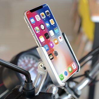 Aluminium Fietsen Stand Beugel Verstelbare Fiets Stuur Telefoon Mount Motorfiets Achteruitkijkspiegel Telefoon Houder Silv