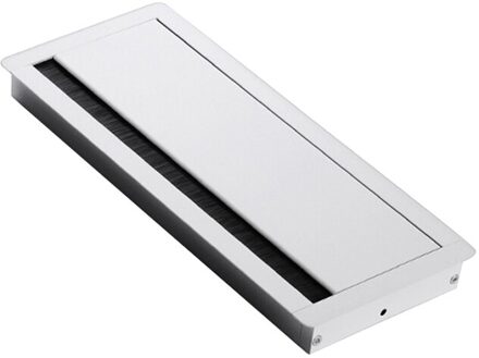 Aluminium Kabel Netjes Outlet Insert Pc Computer Tafel Rechthoek Kabeldoorvoerklep Lijn Doos Meubels Hardware Met Borstel Oppervlak wit