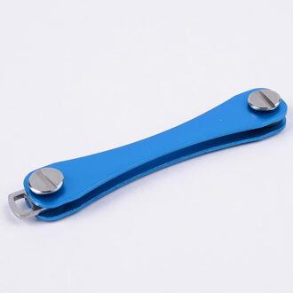 Aluminium Key Plip Metalen Sleutel Opslag Compact Sleutelhouder Sleutelhanger Organizer Smart Lederen Sleutelhanger Pocket Tool Organizer Clip Tool blauw
