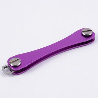Aluminium Key Plip Metalen Sleutel Opslag Compact Sleutelhouder Sleutelhanger Organizer Smart Lederen Sleutelhanger Pocket Tool Organizer Clip Tool paars