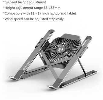 Aluminium Laptop Houder Voor Macbook Air Pro Notebook Laptop Stand Beugel Opvouwbare Abs Laptop Houder Voor Pc Notebook Dell Hp 1 met fan