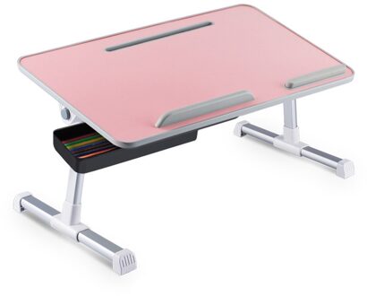 Aluminium Laptop Tafel Computer Klaptafel Draagbare Verstelbare Bureau Notebook Stand Voor Bed Sofa Laptop Tafel roze