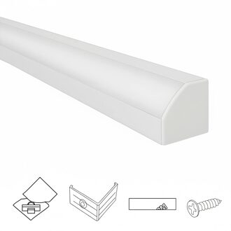 Aluminium ledstrip hoekprofiel wit 3m breed - compleet met afdekkap