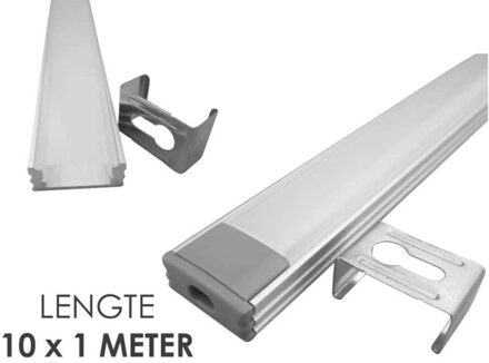 Aluminium ledstrip profiel opbouw 10m - 8 mm hoog - compleet met afdekkap