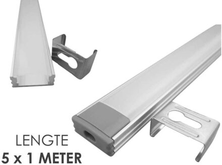 Aluminium ledstrip profiel opbouw 5m - 8 mm laag - compleet met afdekkap
