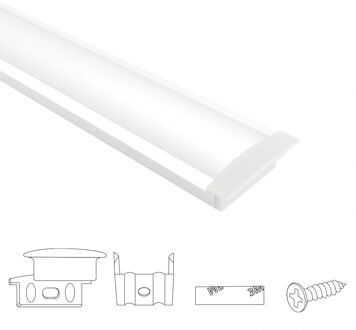 Aluminium ledstrip profiel wit inbouw 1,5m - breed en laag - compleet met afdekkap