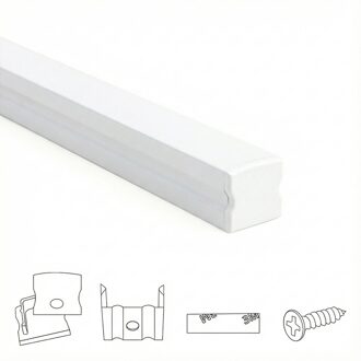 Aluminium ledstrip profiel wit opbouw 2m - 15 mm hoog - compleet met afdekkap