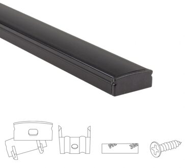 Aluminium ledstrip profiel zwart opbouw 3m - 7 mm hoog - compleet met afdekkap