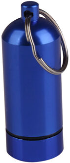 Aluminium Legering Kan Fles Draagbare Waterdichte Aluminium Pillendoosje Zaak Fles Drug Holder Container Sleutelhanger Aa Blauw