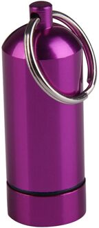 Aluminium Legering Kan Fles Draagbare Waterdichte Aluminium Pillendoosje Zaak Fles Drug Holder Container Sleutelhanger Aa paars