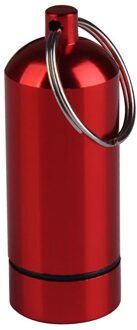 Aluminium Legering Kan Fles Draagbare Waterdichte Aluminium Pillendoosje Zaak Fles Drug Holder Container Sleutelhanger Aa Rood