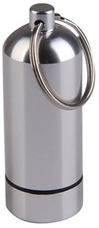 Aluminium Legering Kan Fles Draagbare Waterdichte Aluminium Pillendoosje Zaak Fles Drug Holder Container Sleutelhanger Aa Sliver