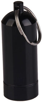 Aluminium Legering Kan Fles Draagbare Waterdichte Aluminium Pillendoosje Zaak Fles Drug Holder Container Sleutelhanger Aa zwart