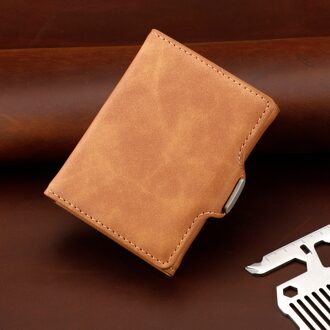 Aluminium Metal Credit Business Mini Card Wallet Direct Mail Mannen Smart Wallet Visitekaarthouder Rfid Portemonnee Donker Kaki