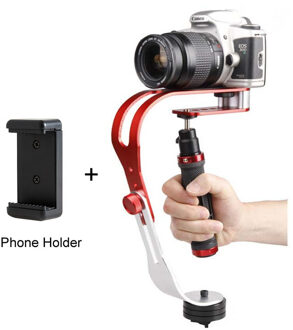 Aluminium Mini Handheld Digitale Camera Stabilisator Video Steadicam Mobiele 5DII Motion Dv Steadycam + Smartphone Klem