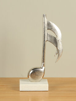Aluminium muzieknoot op marmeren voet, 27 cm