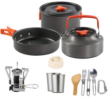Aluminium Outdoor Camping Kookgerei Set Kookgerei Keukengerei Servies Fornuis Kit Reizen Pan Wandelen Picknick Camping Gereedschap