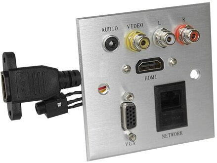 Aluminium Paneel Muur Multimedia Socket Hdmi-Compatibl + Vga + RJ45 + 3.5Mm Jack + Fl + Fr signaal Interface Panel Socket