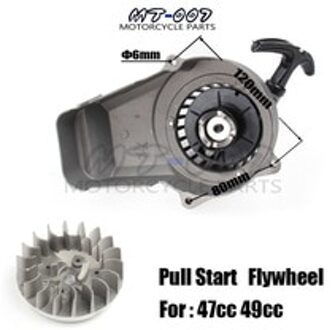 Aluminium Pull Start + Vliegwiel Voor 47cc 49cc Mini Moto Scooter Kid Dirt Pocket Bike Quad Atv Mini Moto moto Rcycle