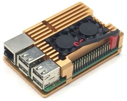Aluminium Radiator Beschermhoes Metalen Cooling Shell Voor Raspberry Pi 3 Model/B +/2B Accessoires gouden met Fan