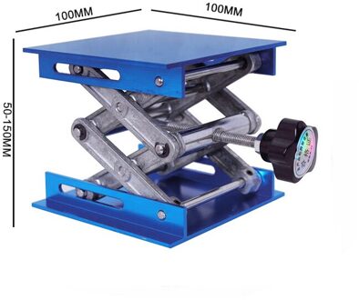 Aluminium Router Lift Tafel Houtbewerking Graveren Laboratorium Lifting Stand Rack Handmatige Lift Platform Houtbewerking Bankjes blauw-100x100MM