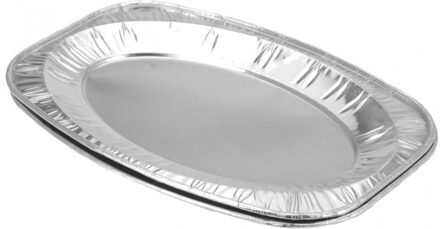 Aluminium serveerschalen - 4x - 43 x 29 cm - barbecue schalen - vleesschalen