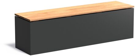 Aluminium sokkel met zitting 150x40x43cm.