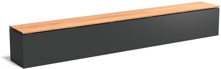 Aluminium sokkel met zitting 300x40x43cm.