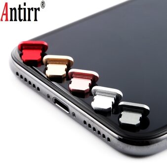 Aluminium Stof Plug Mobiele Telefoon Charge Port Stopple voor Apple IPhone 4 5 5s 6 6s 7 8 X Plus Stofdichte Dust Voorkomen zwart