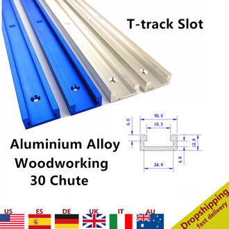 Aluminium T-Track Slot Mijter Track Jig Armatuur Voor Router Tafel Bandsaws Houtbewerking Diy Tool Lengte 300/400/500/600/800 Mm blauw / 400MM