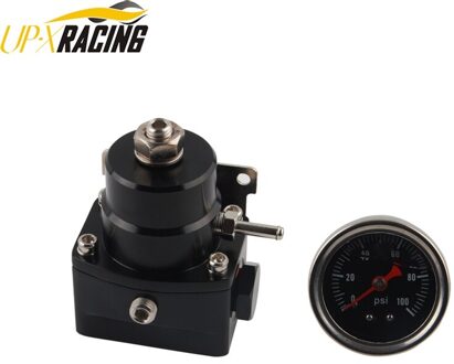 Aluminium Universele Verstelbare AN6 Fuel Pressure Regulator Gauge Voor Bmw E39 5 Serie Ect 30-90 Psi Fpr02 zwart met zwart gauge