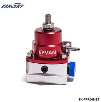 Aluminium Verstelbare Fuel Pressure Regulator AN6 W 1/8 Npt (Met Gauge/Geen Met) TK-FPR-AF rood zilver nee gauge