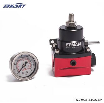 Aluminium Verstelbare Fuel Pressure Regulator AN6 W 1/8 Npt (Met Gauge/Geen Met) TK-FPR-AF zwart rood en gauge