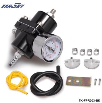 Aluminium Verstelbare Fuel Pressure Regulator AN6 W 1/8 Npt (Met Gauge/Geen Met) TK-FPR-AF zwart zoals de afbeelding