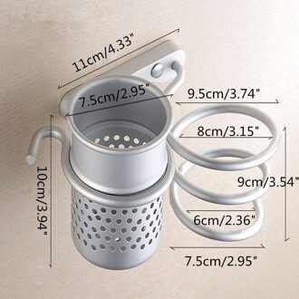 Aluminium Wall Mount Föhn Houder Stand & Organizer Salon Badkamer Gemonteerd Spiraal Droger Kam Rack Opslag Zuignap Kit