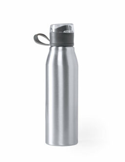 Aluminium waterfles/drinkfles kleur metallic zilver - met schroefdop - 700 ml - Drinkflessen Zilverkleurig