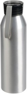 Aluminium waterfles/drinkfles met kunststof schroefdop - Zilver - 650 ml - Sportfles - Bidon